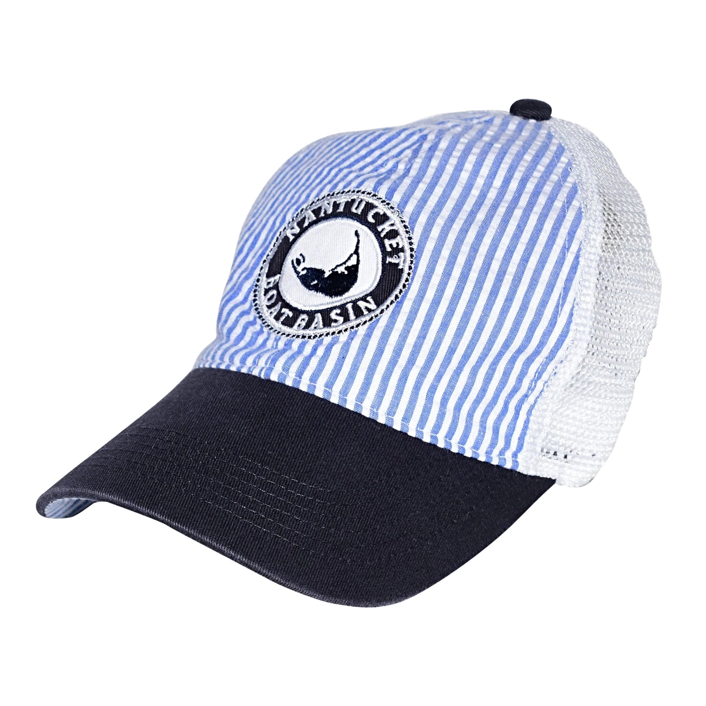 Nantucket Boat Basin Seersucker Washed Snap Trucker