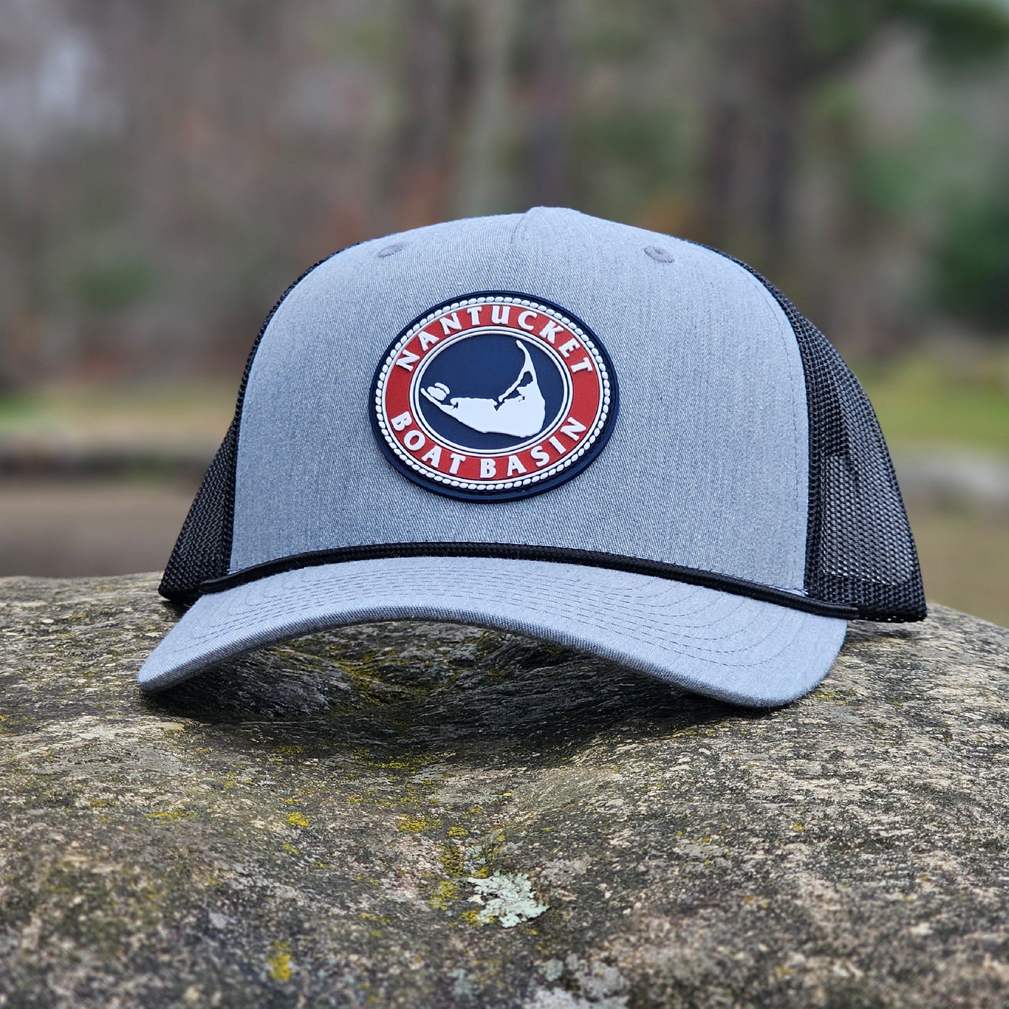 Nantucket Boat Basin Rubber Patch Split Heather Trucker Hat