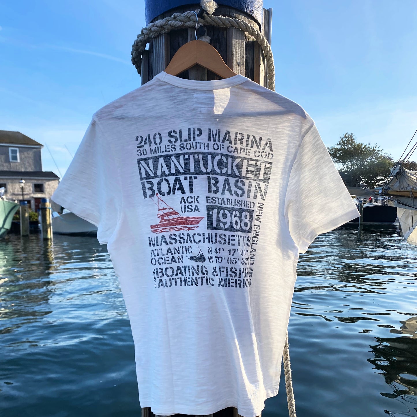 Nantucket Boat Basin Stencil Short Sleeve Tee
