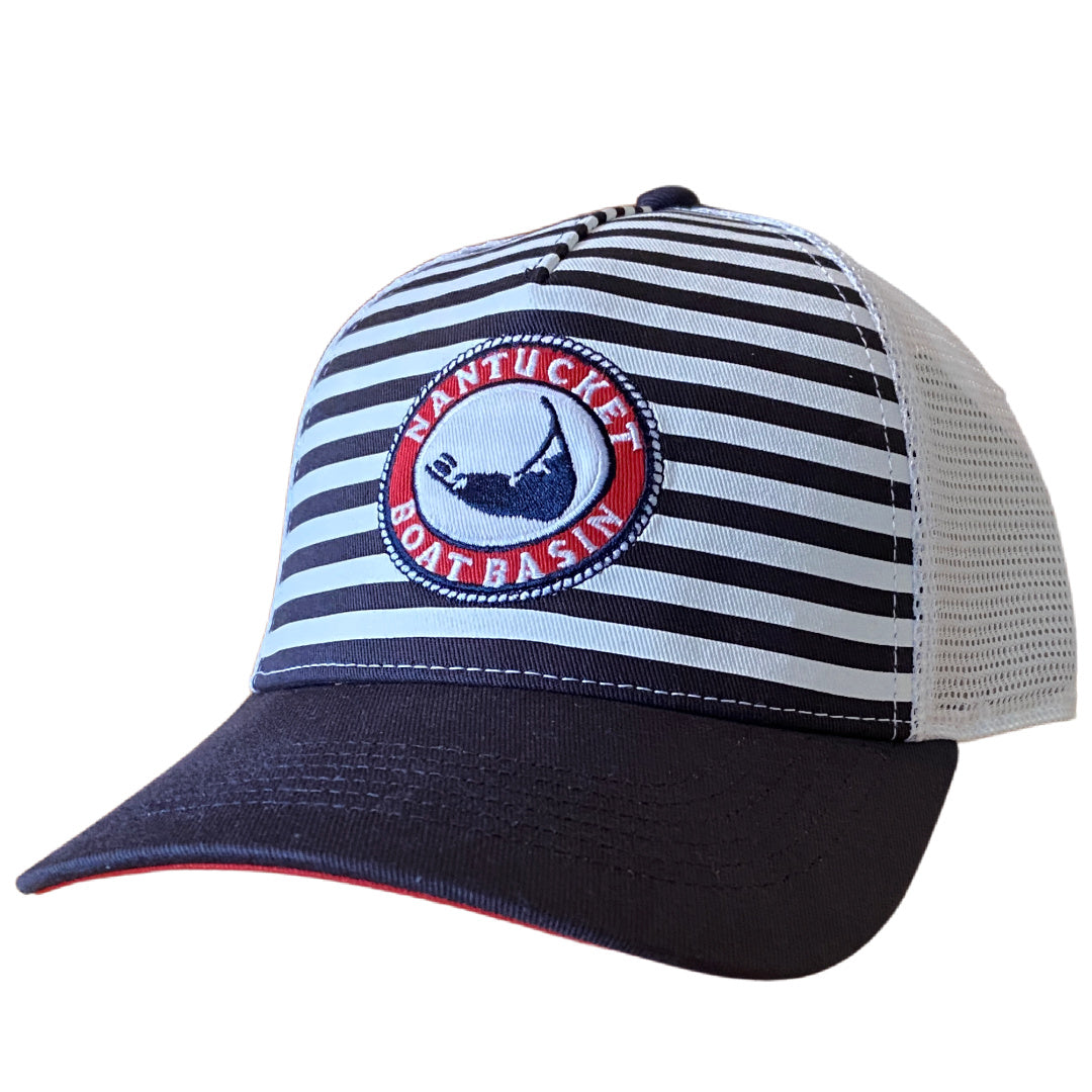 Nantucket Boat Basin Striped Mesh Trucker