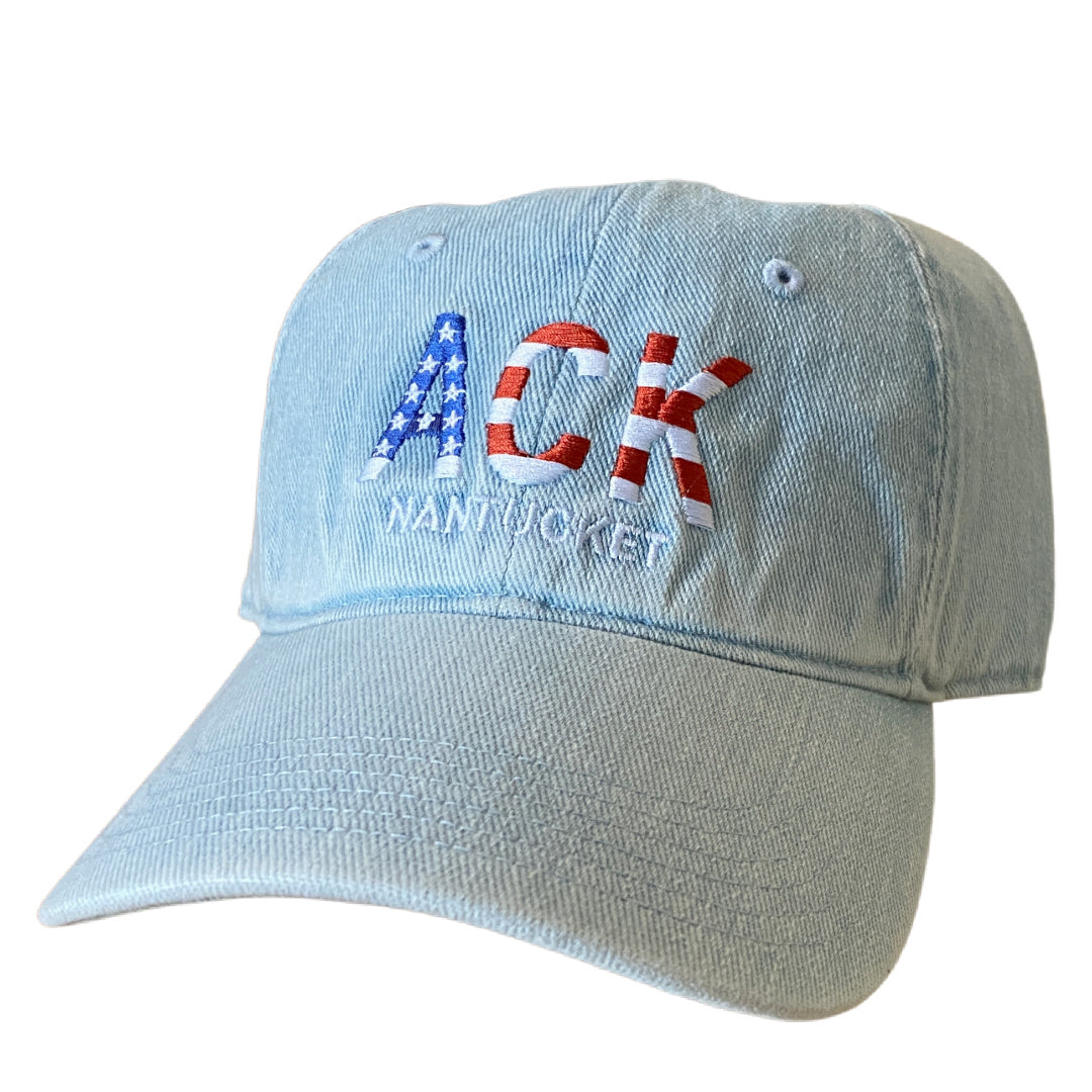 Nantucket ACK Flag Washed Denim Hat