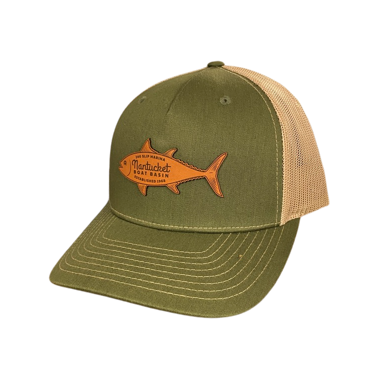 Nantucket Boat Basin Leather Tuna Patch Trucker Hat Nantucket