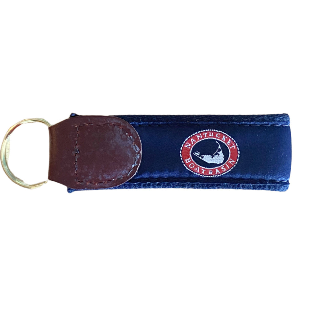 Leather Tab Ribbon Key Ring