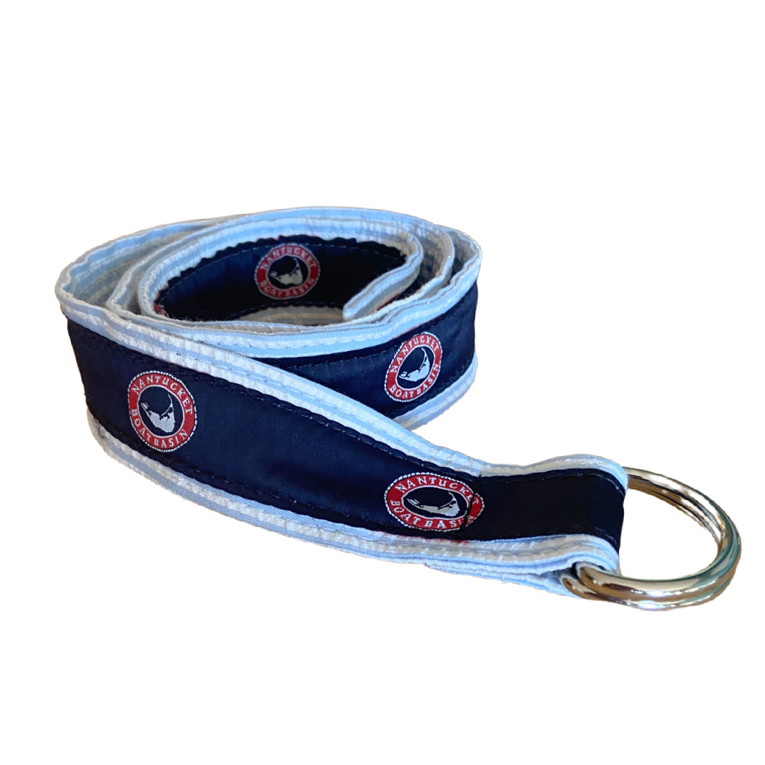 Nantucket Boat Basin Navy / Seersucker D Ring Belt