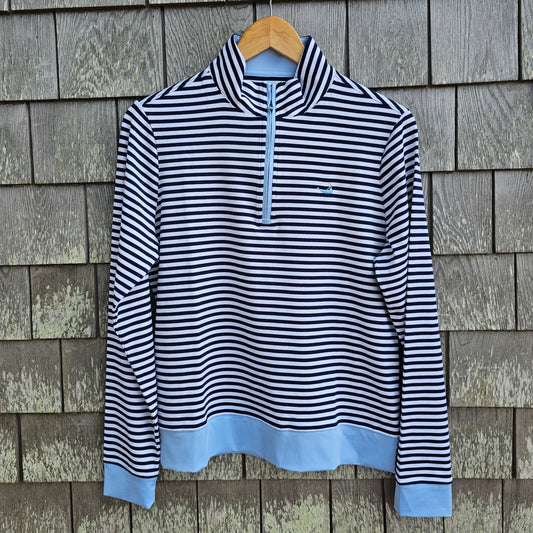 Nantucket Island Embroidered Stripe Quarter Zip