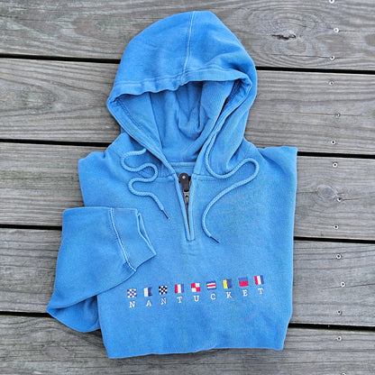 Nantucket Nautical Flags Embroidered Mini Zip