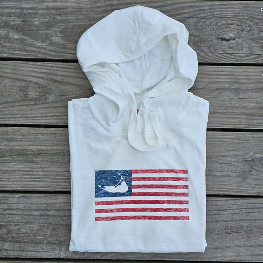 Nantucket Island USA Flag Rec Hoodie