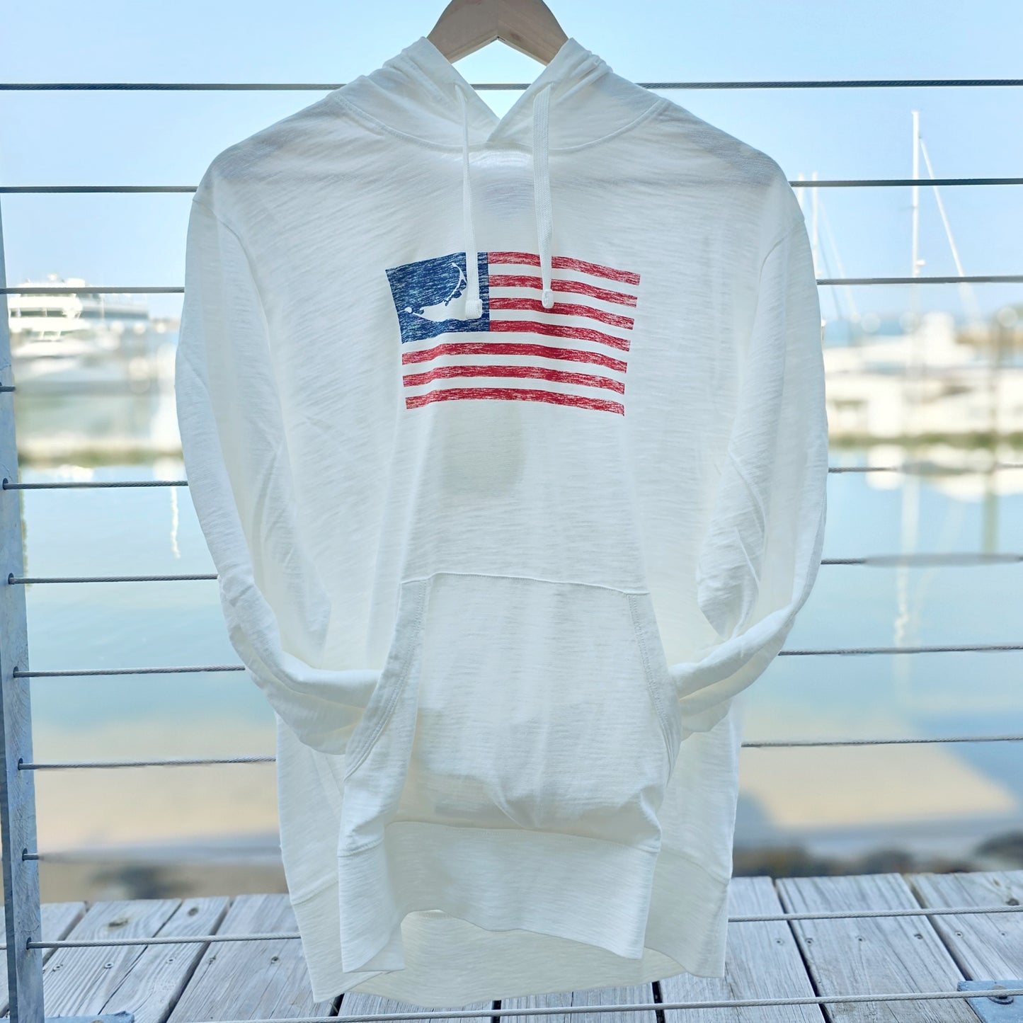 Nantucket Island USA Flag Rec Hoodie