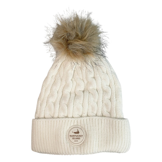 Nantucket Knit Fur Pom Beanie